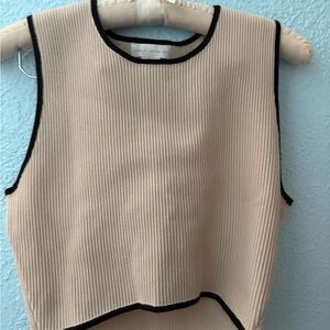 House of Harlow 1960 Beige and Black Trim Tank Top